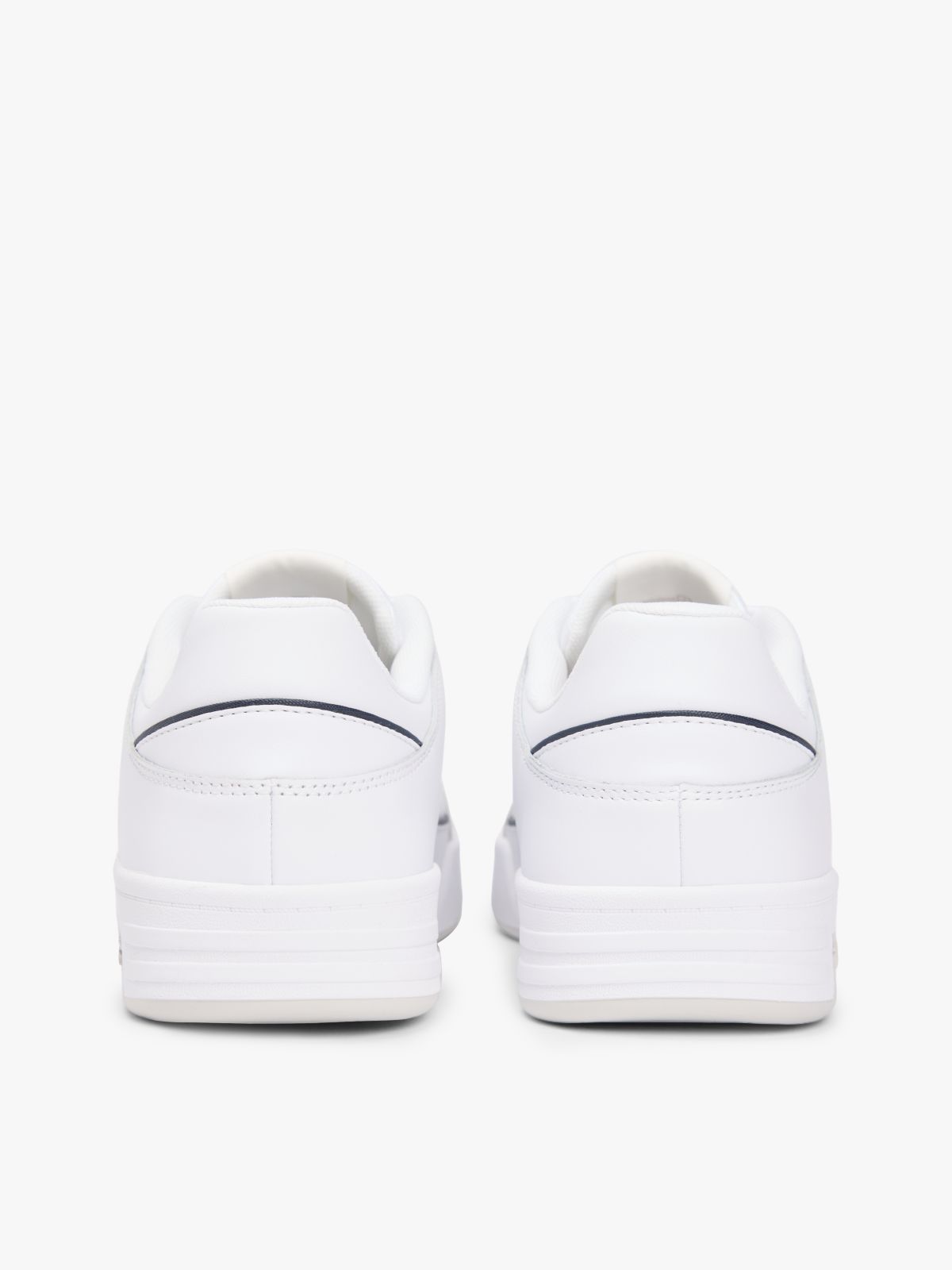 Leather Mixed Texture Cupsole Trainers — White