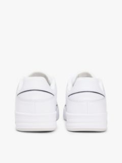 Leather Mixed Texture Cupsole Trainers — White 4