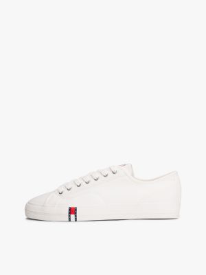 white archive flag stripe canvas trainers for men tommy jeans