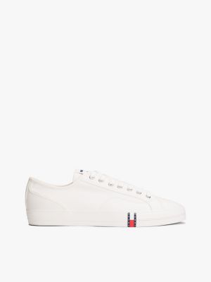 white archive flag stripe canvas trainers for men tommy jeans