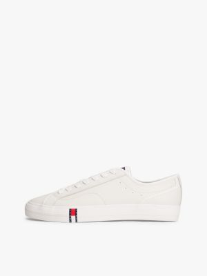 white archive flag stripe leather trainers for men tommy jeans