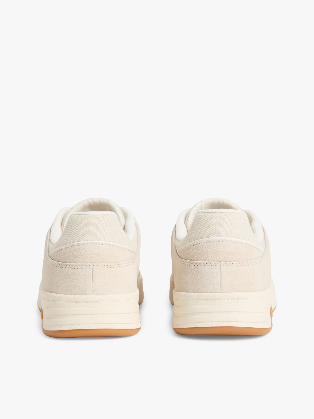 Canvas Leather Cupsole Trainers — Beige