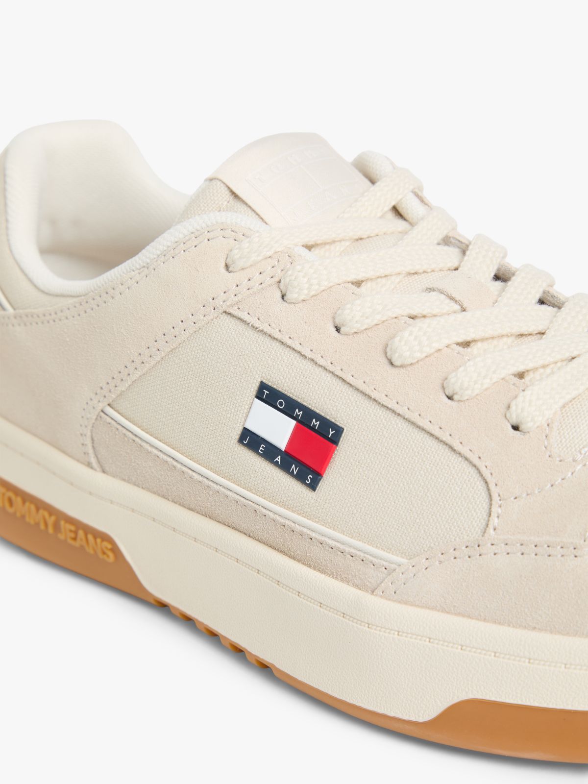 Canvas Leather Cupsole Trainers — Beige
