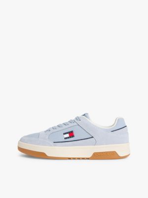 sneakers in tela e pelle con suola preformata blu da uomini tommy jeans