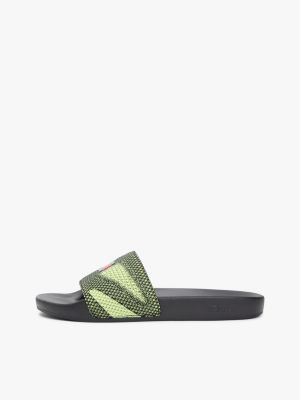 green jacquard strap slides for men tommy jeans
