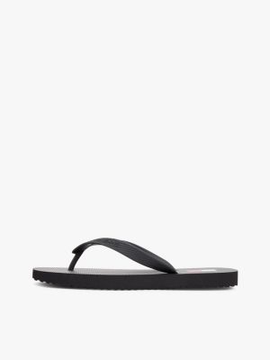 black logo strap flip-flops for men tommy jeans