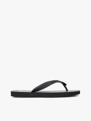 black logo strap flip-flops for men tommy jeans