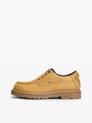 gold archive leather cleat boat shoes for men tommy jeans
