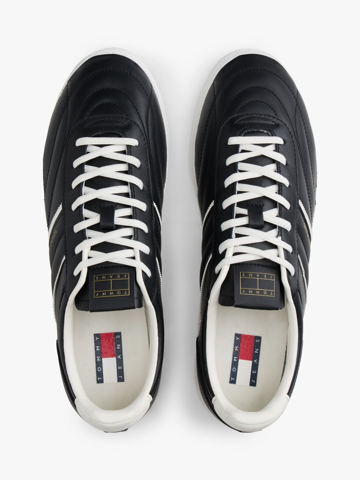 The Greenwich Topstitch Leather Trainers — Black