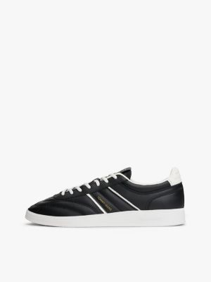 black the greenwich topstitch leather trainers for men tommy jeans