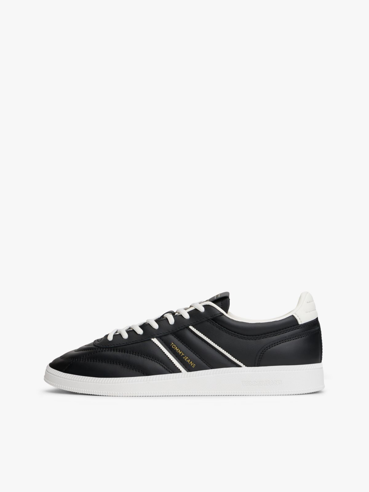 The Greenwich Topstitch Leather Trainers — Black