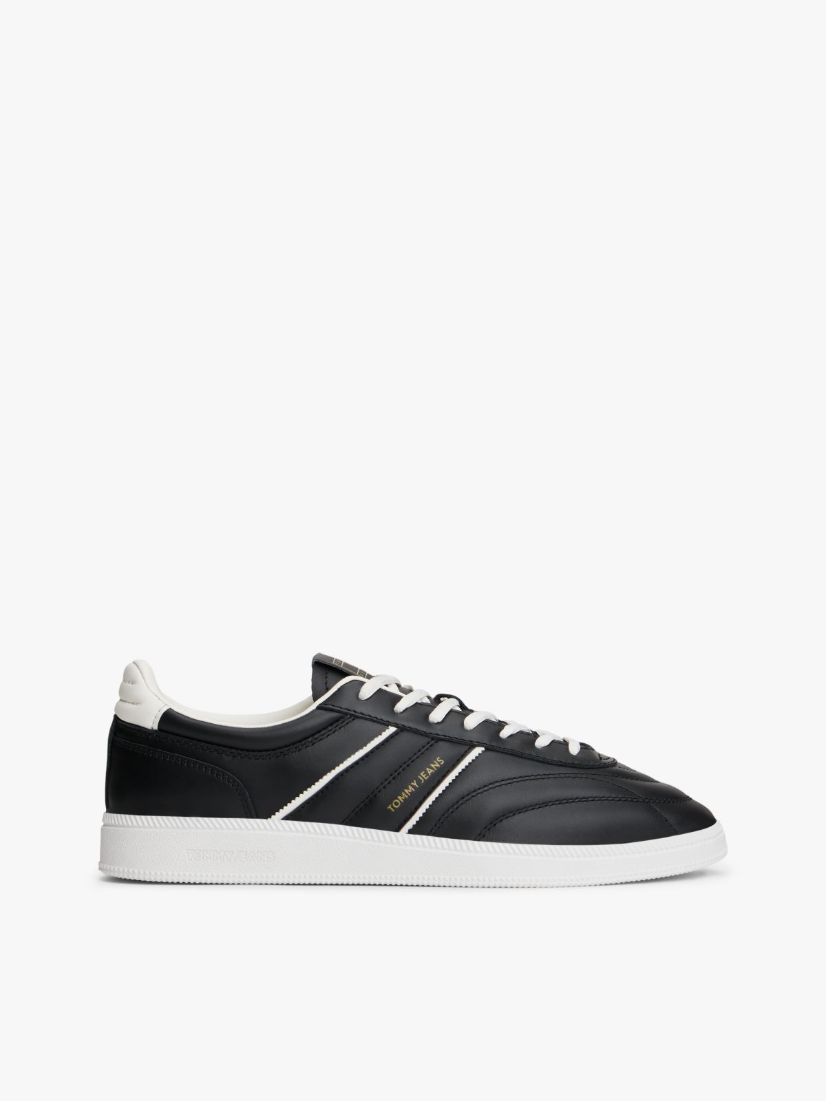 The Greenwich Topstitch Leather Trainers — Black