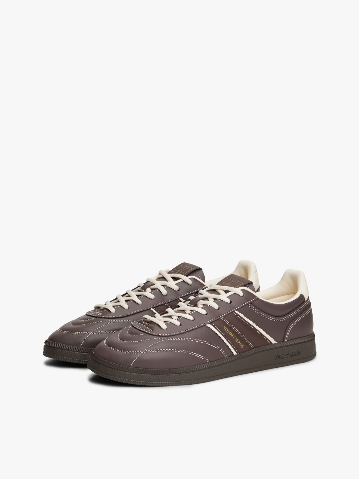 The Greenwich Topstitch Leather Trainers — Brown