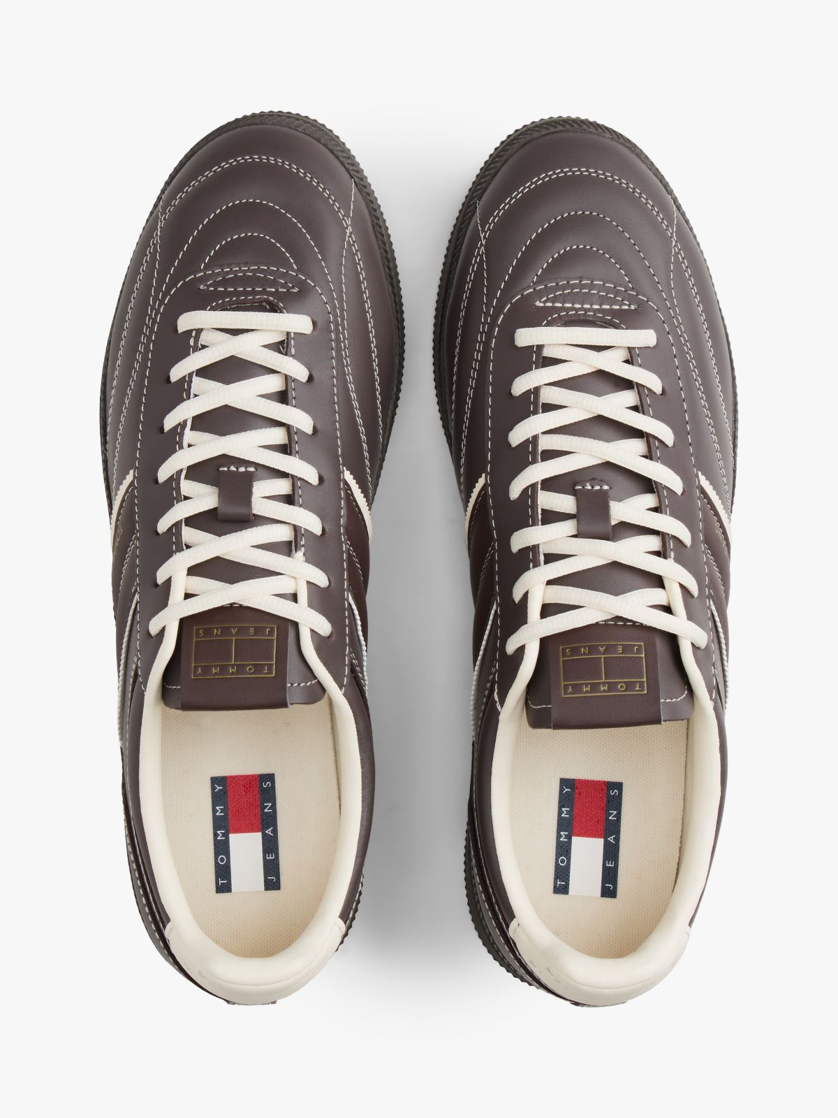 The Greenwich Topstitch Leather Trainers — Brown