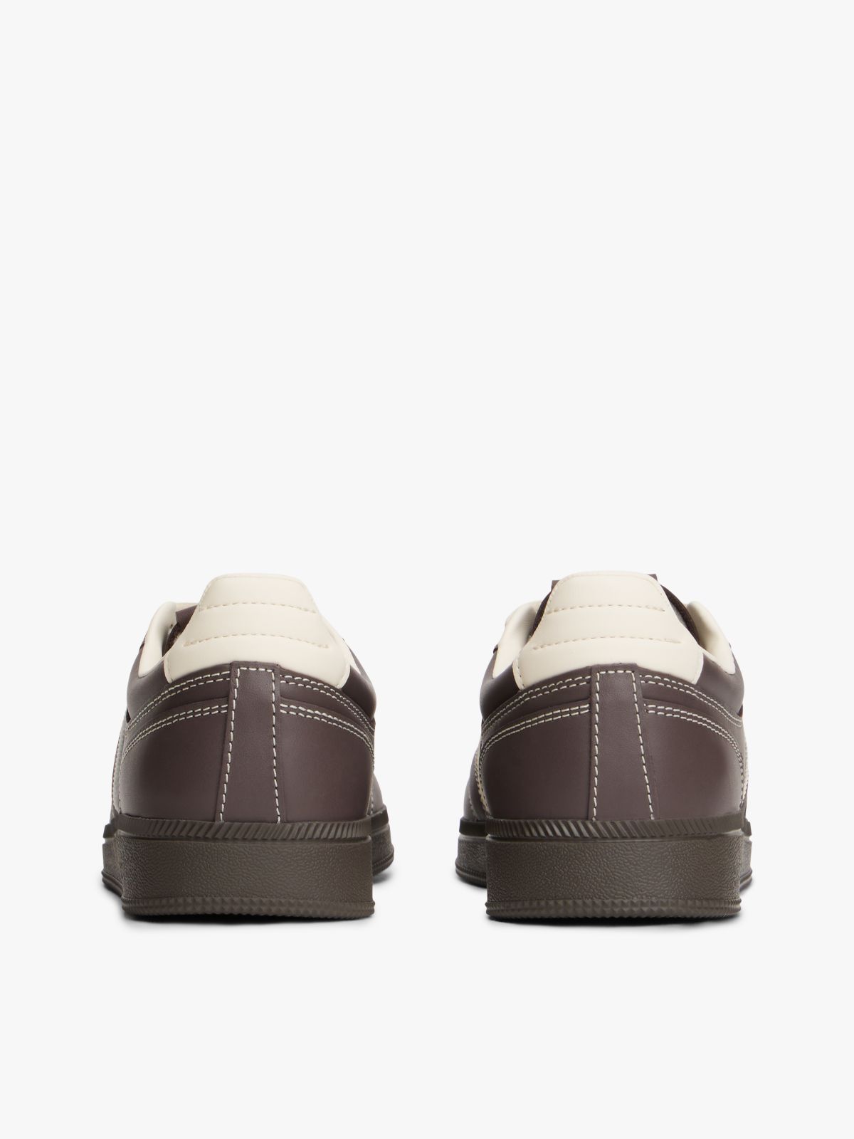 The Greenwich Topstitch Leather Trainers — Brown