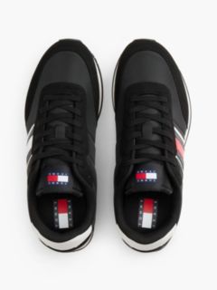 Logo Mixed Texture Trainers — Black 3