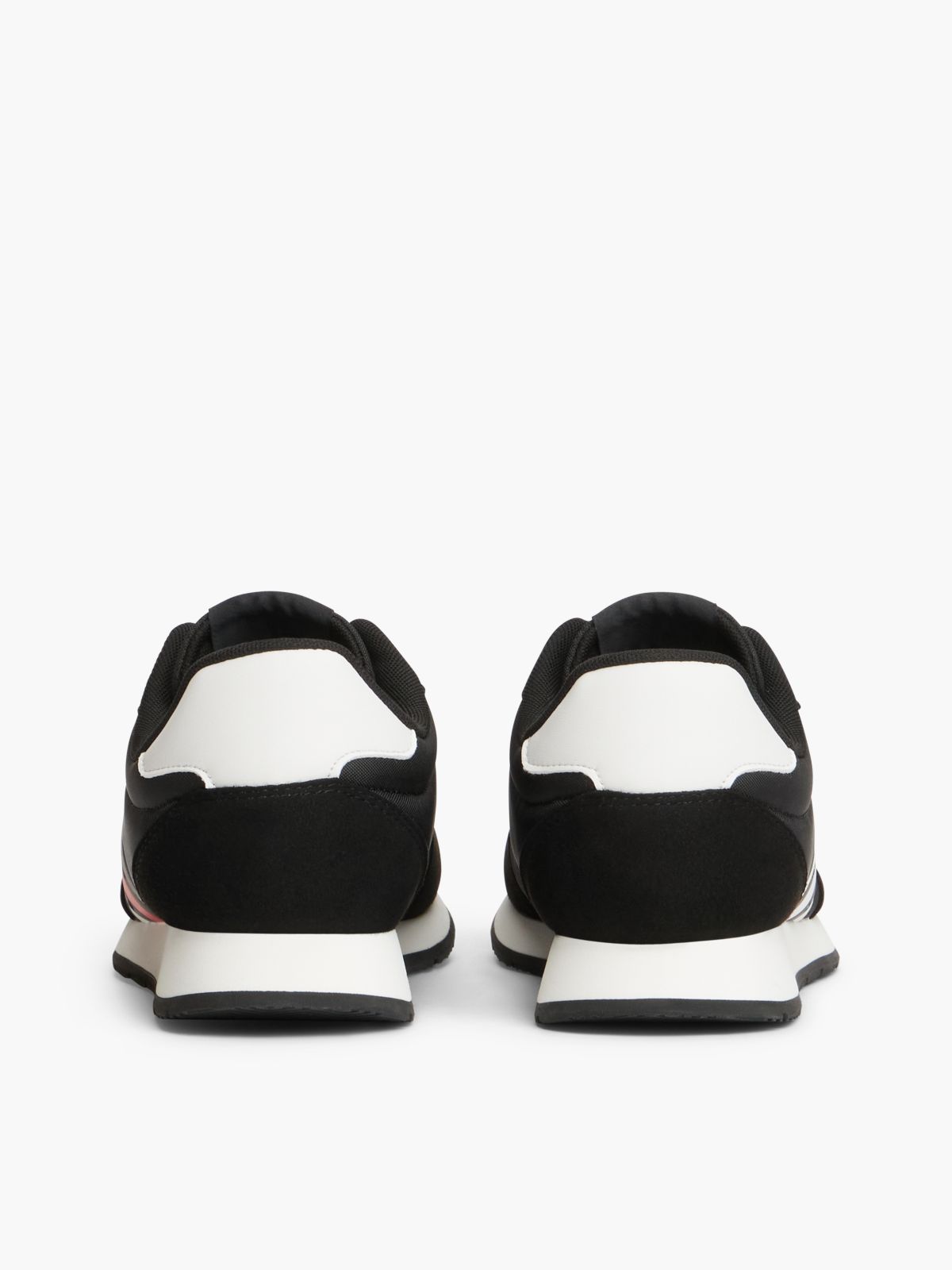 Logo Mixed Texture Trainers — Black