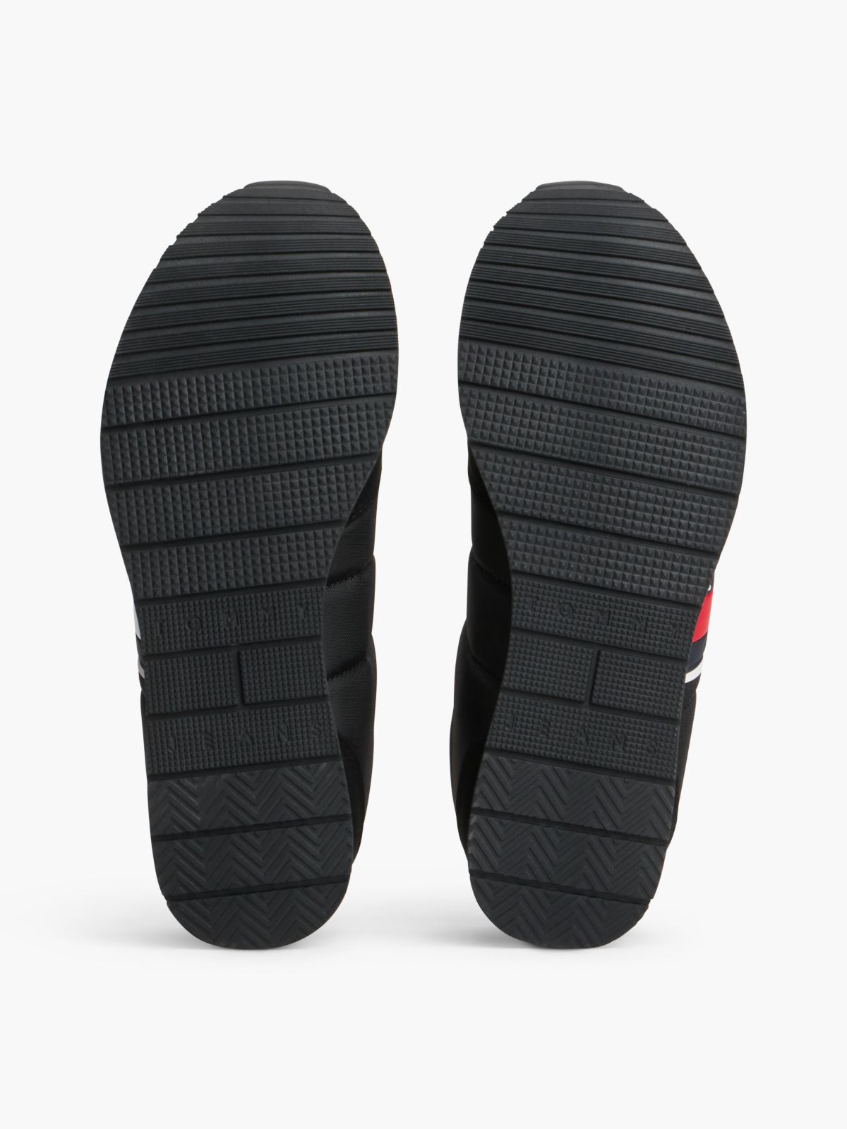Logo Mixed Texture Trainers — Black