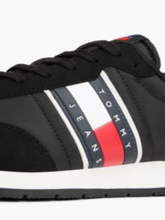 Logo Mixed Texture Trainers — Black 6