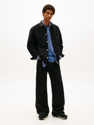 schwarz logo-sneaker mit strukturmix für herren - tommy jeans