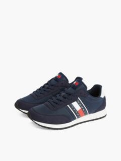 Logo Mixed Texture Trainers — Blue 2
