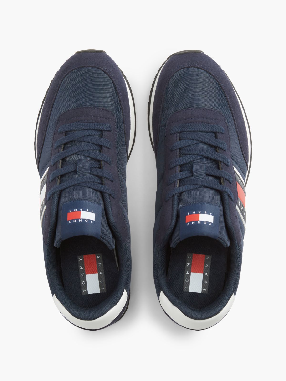 Logo Mixed Texture Trainers — Blue