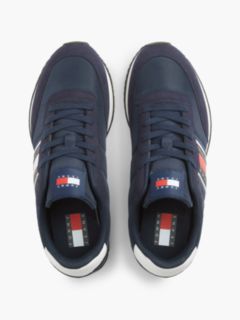 Logo Mixed Texture Trainers — Blue 3