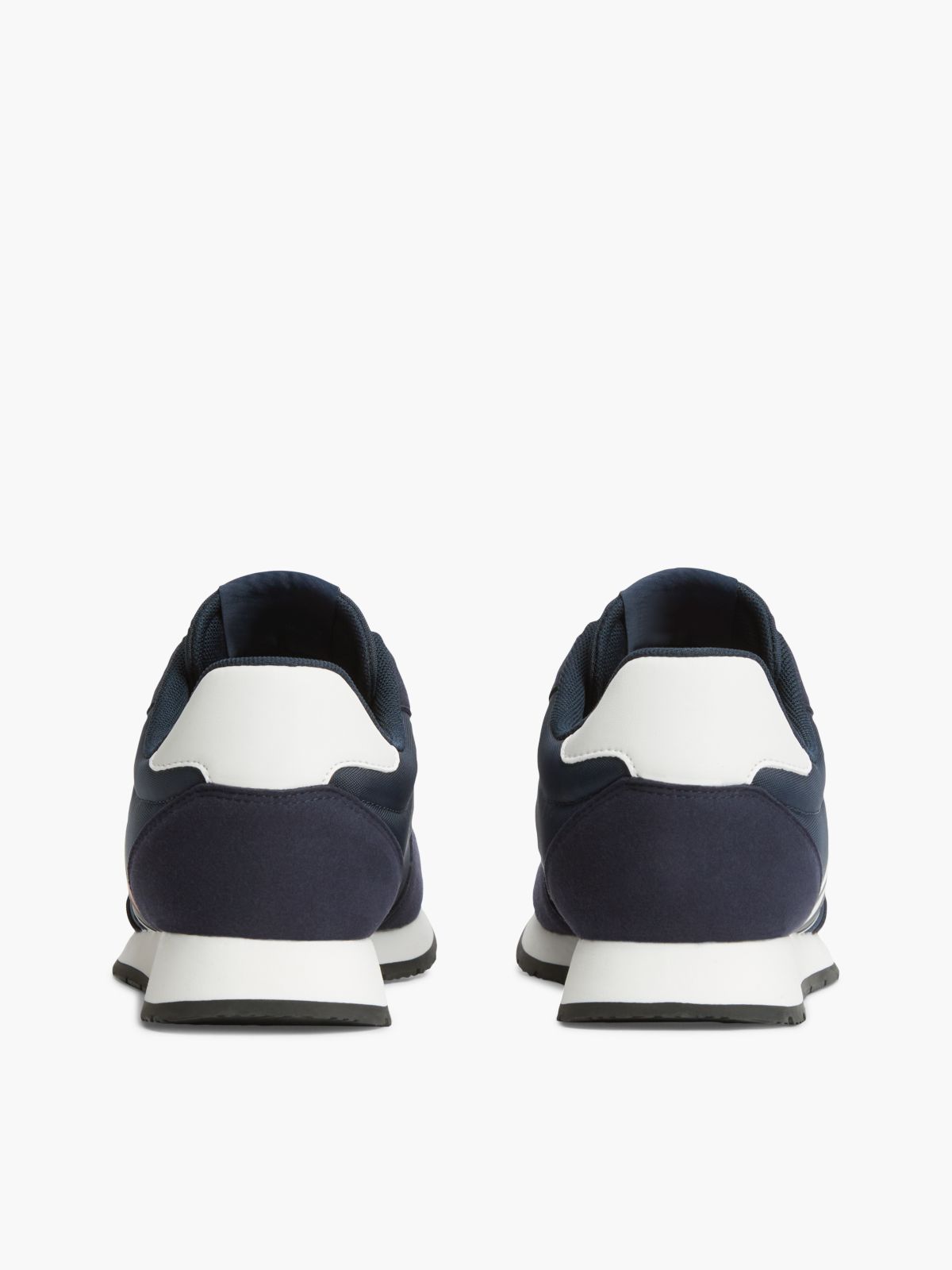 Logo Mixed Texture Trainers — Blue