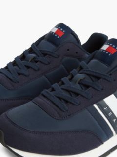 Logo Mixed Texture Trainers — Blue 6