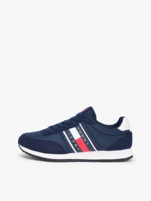 blau strukturmix-sneaker mit kontrast-ferse für herren - tommy jeans