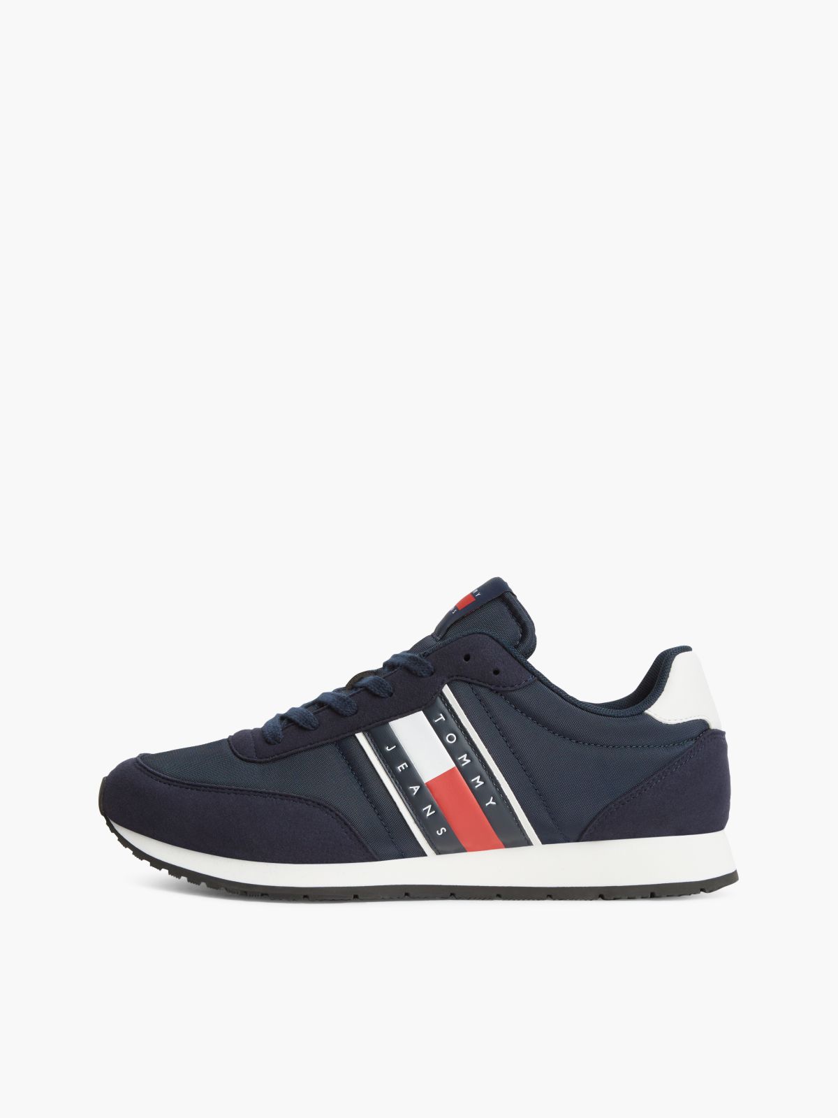 Logo Mixed Texture Trainers — Blue