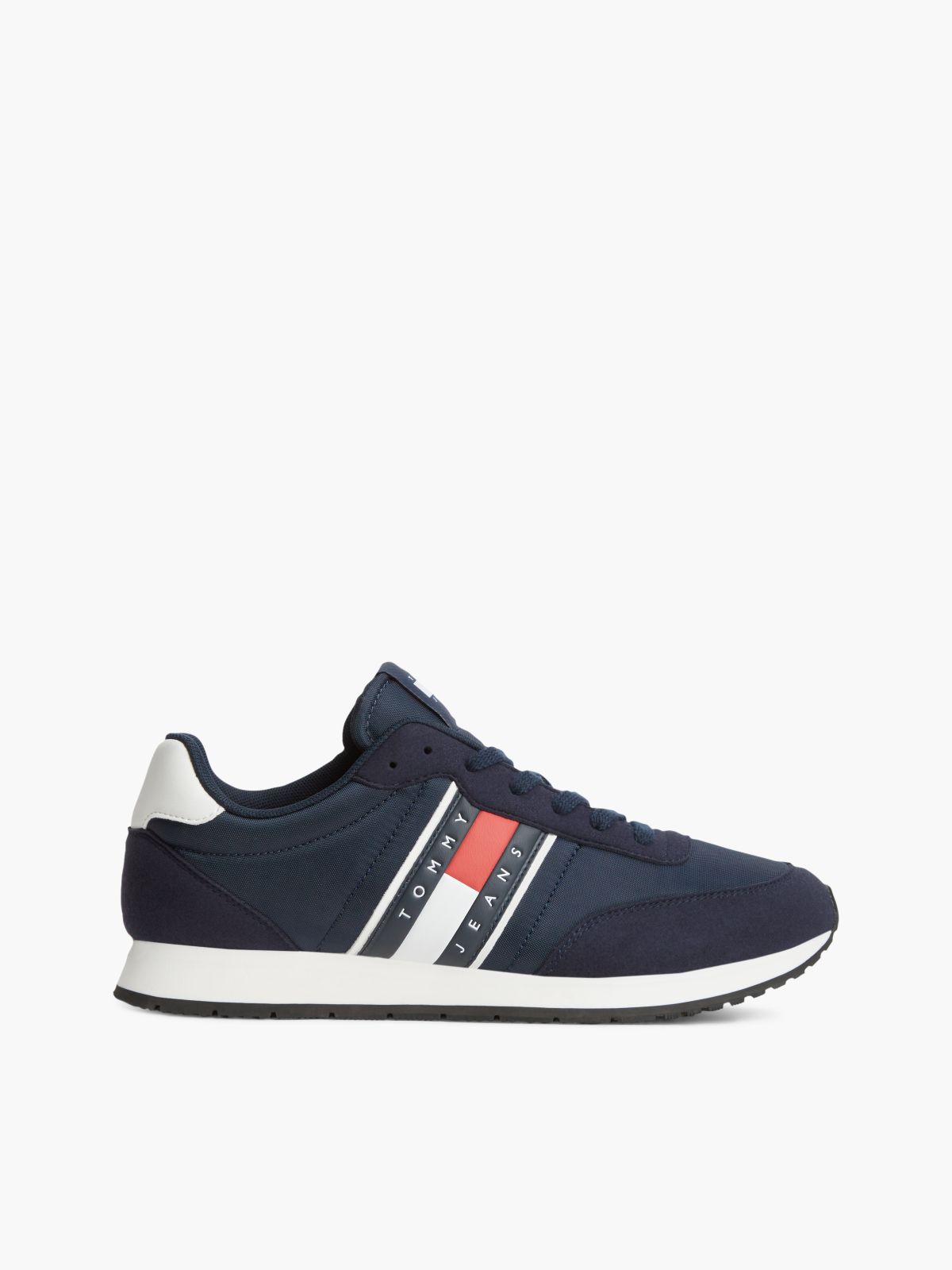 Logo Mixed Texture Trainers — Blue