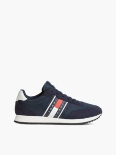 Logo Mixed Texture Trainers — Blue 1