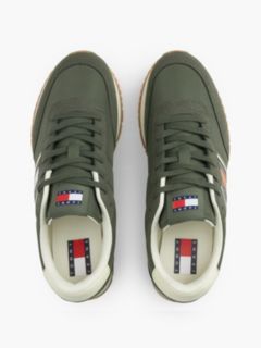Logo Mixed Texture Trainers — Green 3