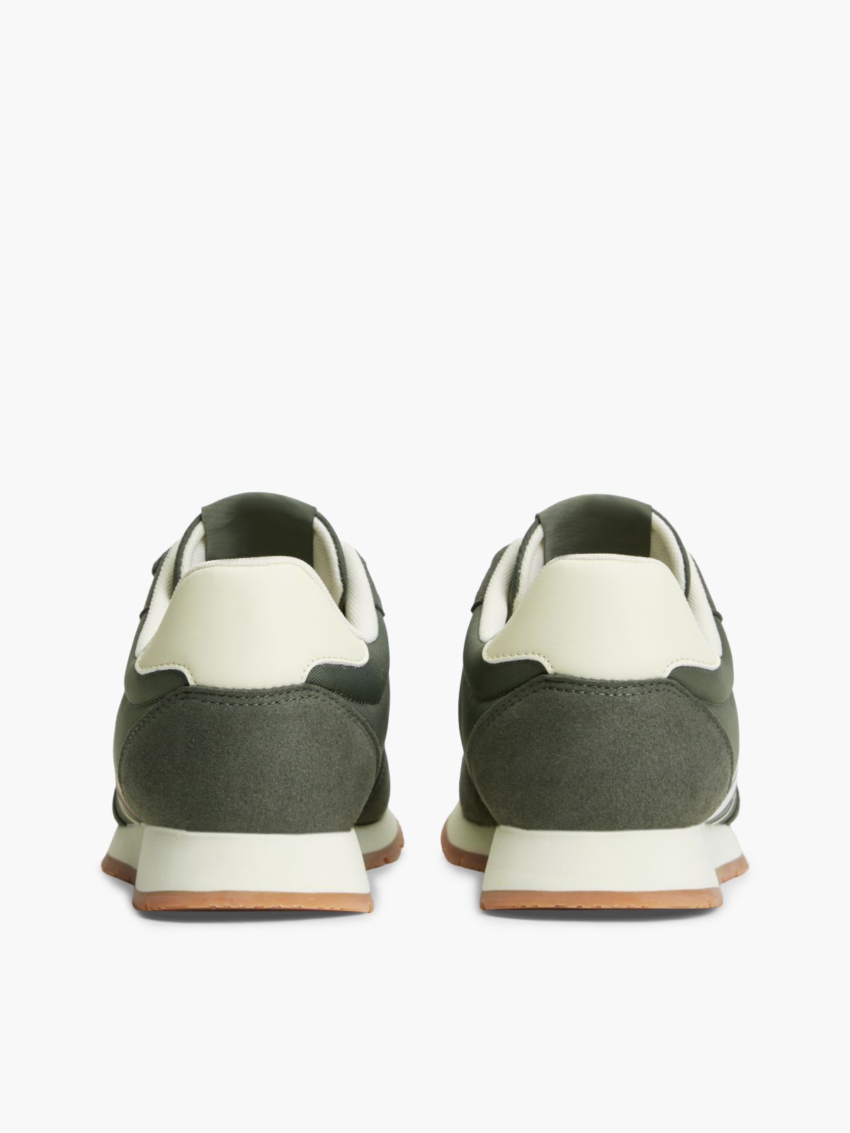 Logo Mixed Texture Trainers — Green