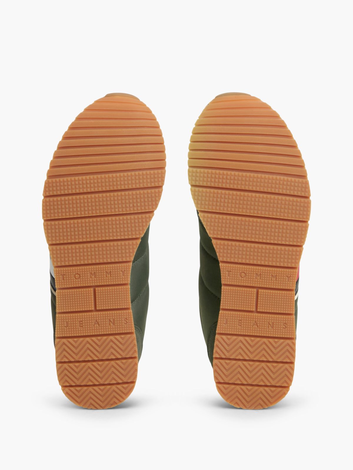 Logo Mixed Texture Trainers — Green