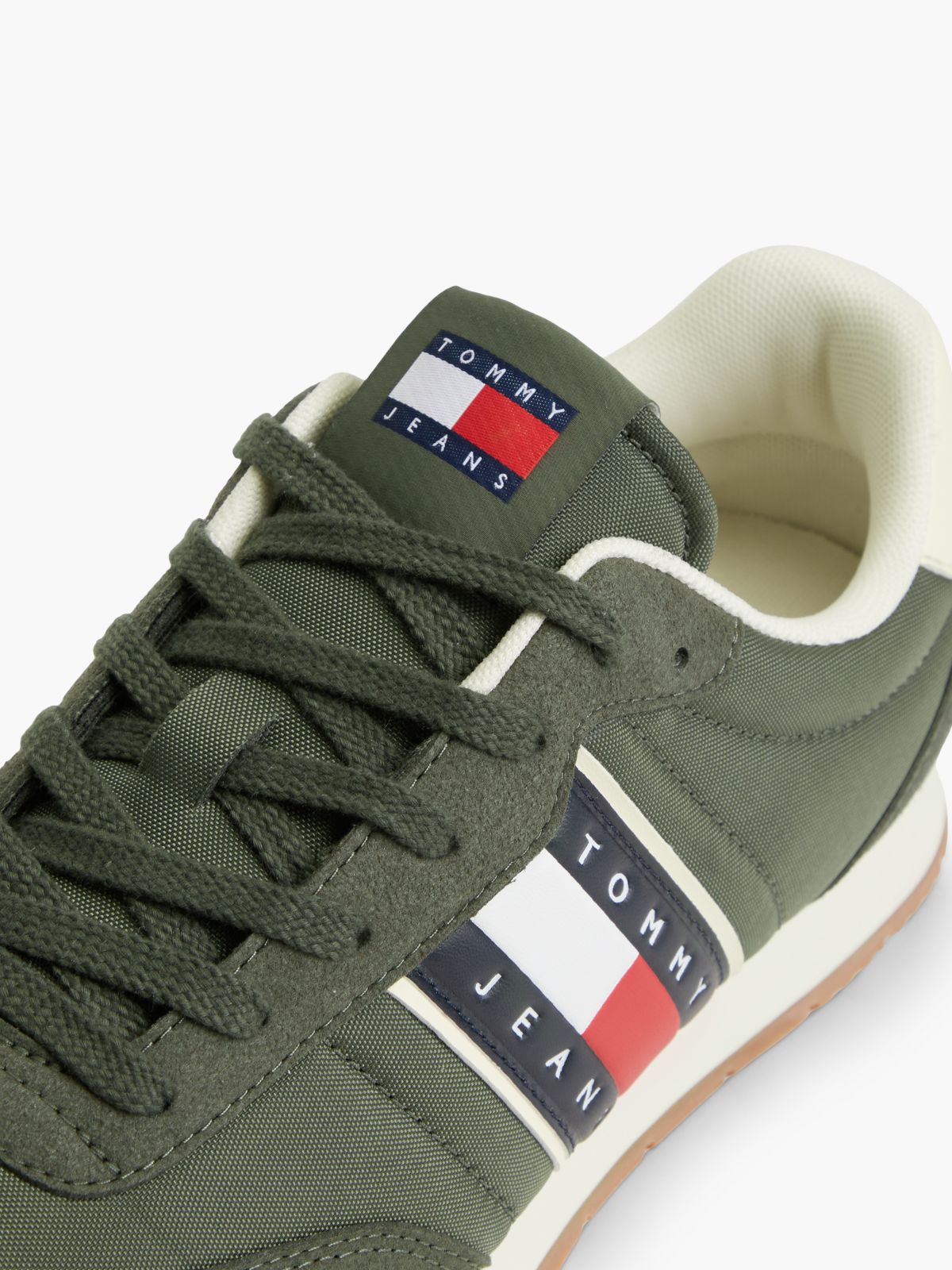Logo Mixed Texture Trainers — Green