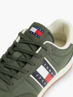 Logo Mixed Texture Trainers — Green 6