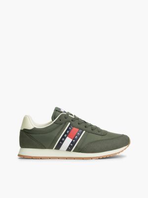 baskets multitextures à logo green pour hommes tommy jeans