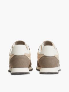 Logo Mixed Texture Trainers — Beige 4