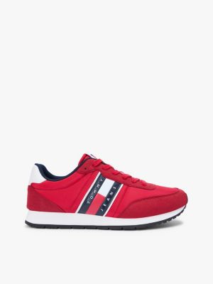 red logo-sneaker mit strukturmix für herren - tommy jeans