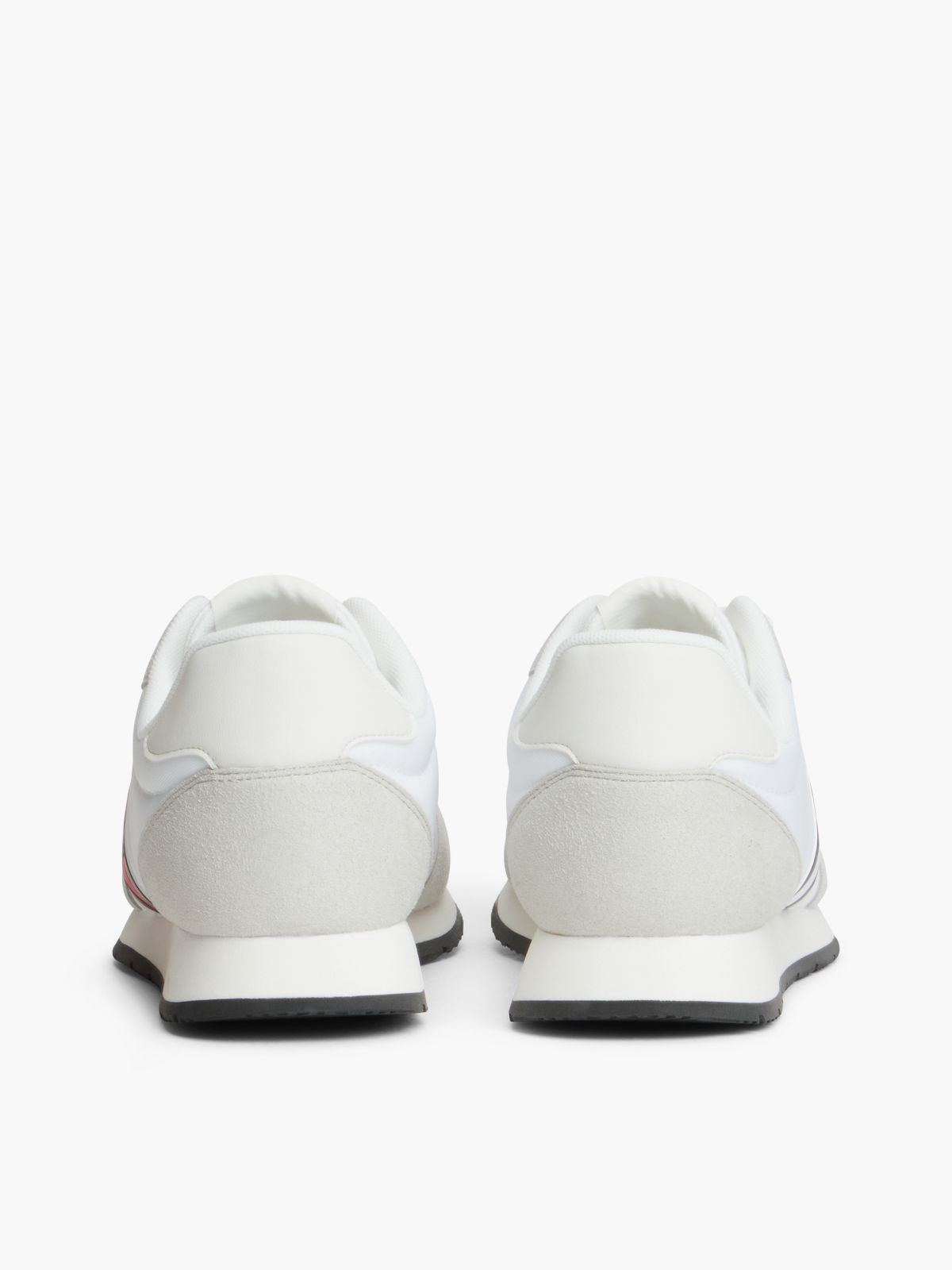 Logo Mixed Texture Trainers — White