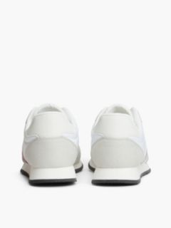 Logo Mixed Texture Trainers — White 4