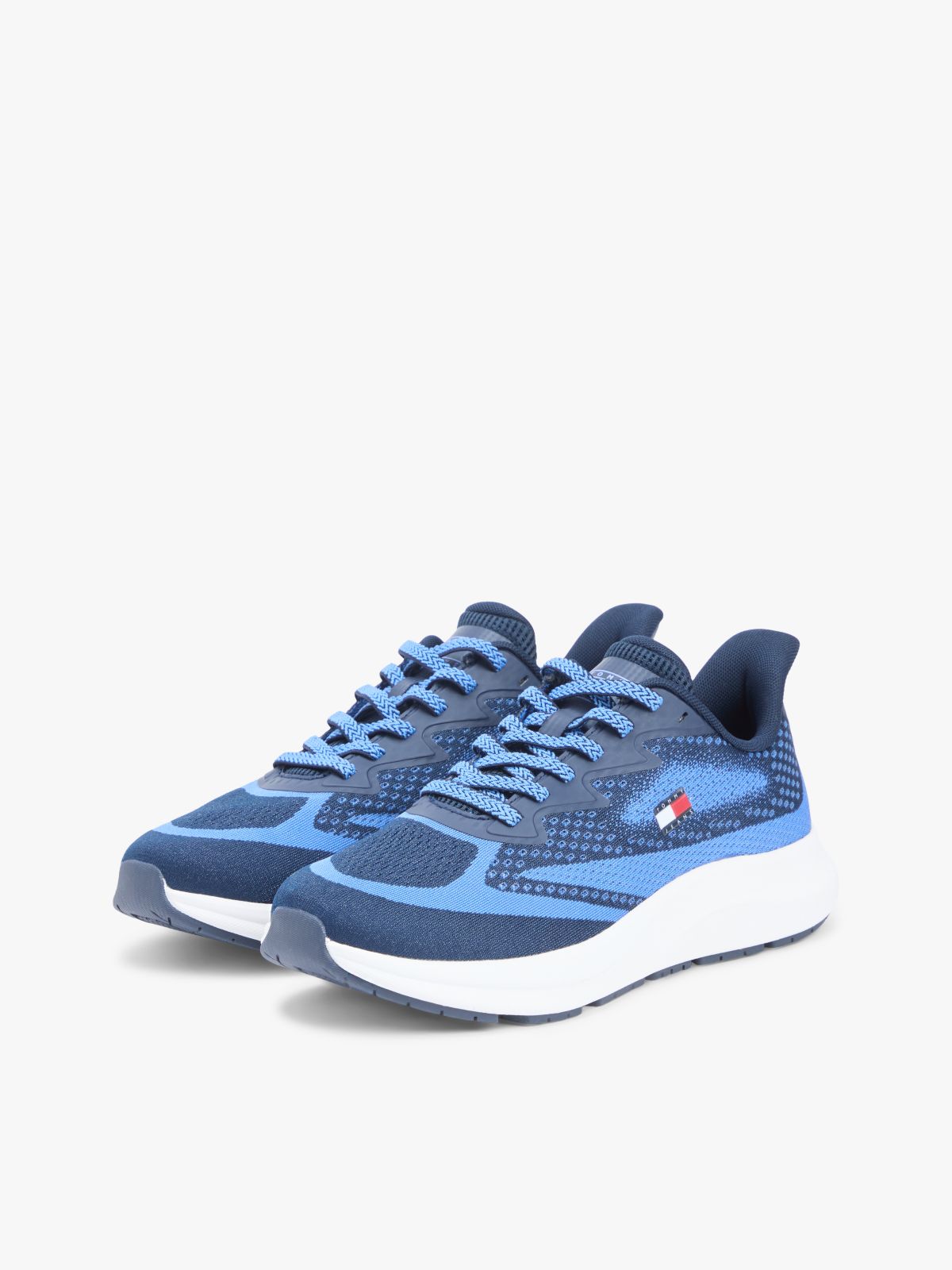 Jacquard Knit Logo Trainers — Blue