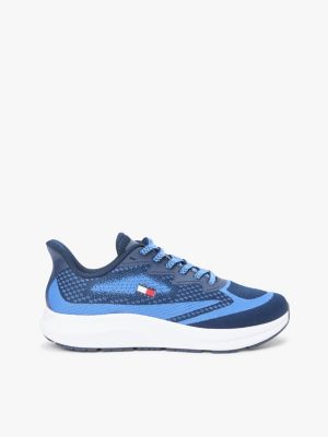 blue jacquard knit logo trainers for men tommy jeans
