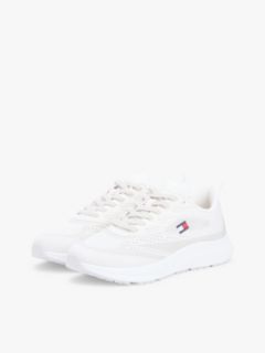 Jacquard Knit Logo Trainers — White 2