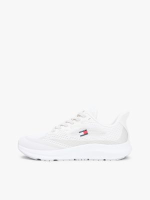 white jacquard knit logo trainers for men tommy jeans