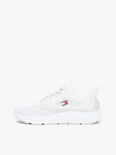 Jacquard Knit Logo Trainers — White 7