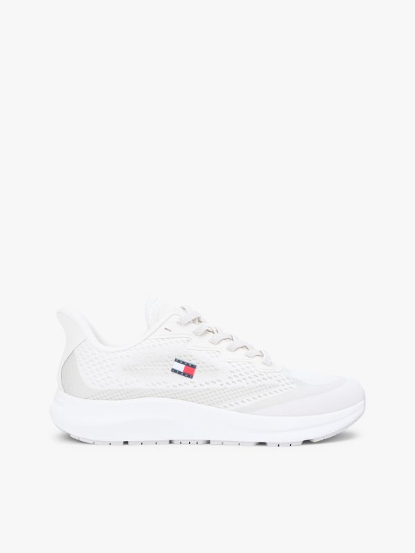 Jacquard Knit Logo Trainers — White