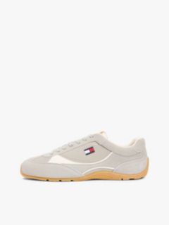 Suede Mixed Texture Archive Runner Trainers — Beige 7